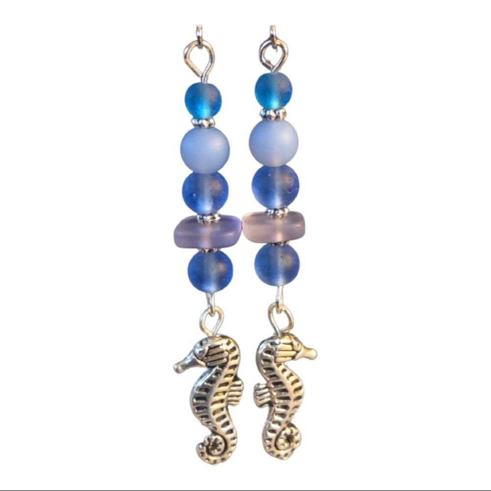 πΊπΈπseahorse recycled glass earrings - Picture 1 of 4